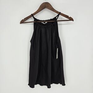 NWT Tash & Sophie Black Satin High Neck Blouse XS